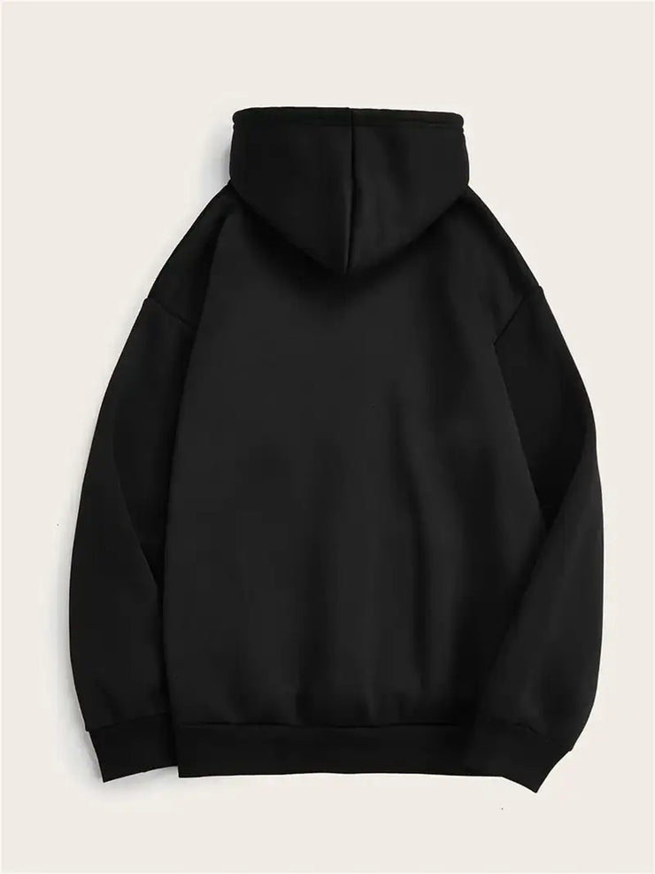 Horse Print Kangaroo Pocket Hoodie, Casual Long Sleeve Drawstring Hooded Sweatshirt, Women's Clothing