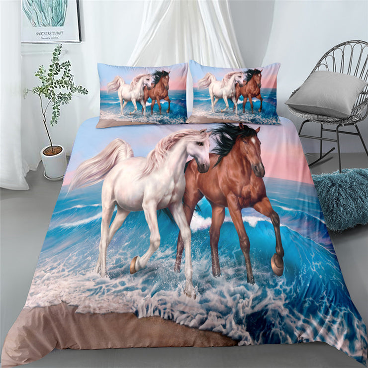 Galloping Horse Digital Printing Three-piece Set Export Three-piece Set