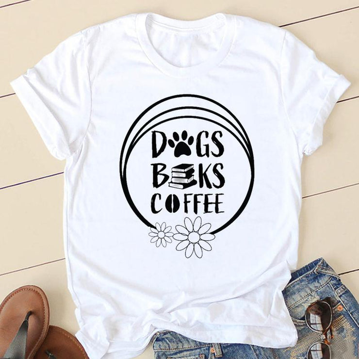 Horse Head Riding Simple Pattern Round Neck Printed White T-shirt
