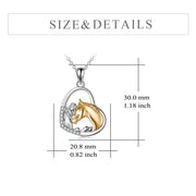 Sterling Silver Girls Embrace Horse Heart Pendant Necklace for Women Girls