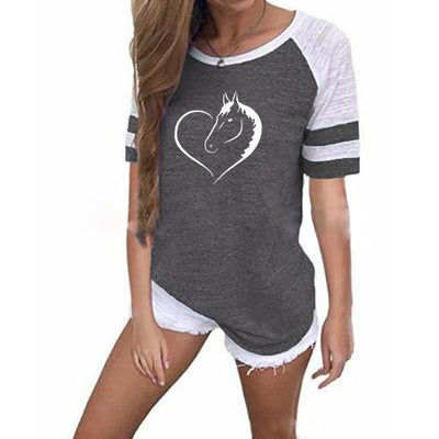 Horse print round neck short sleeve