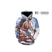 Color Horse 3D Printed Hooded Pocket Sweater