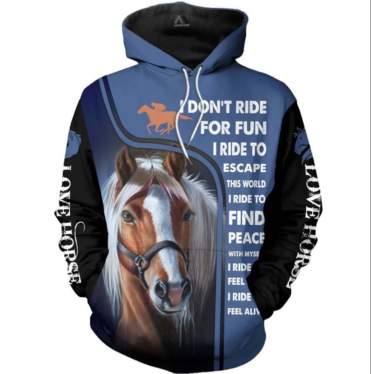 European And American Style Horse Series 3D Digital Printing Hooded Sweater