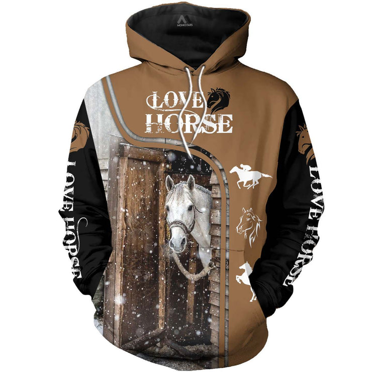 European And American Style Horse Series 3D Digital Printing Hooded Sweater
