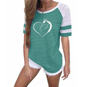 Horse print round neck short sleeve