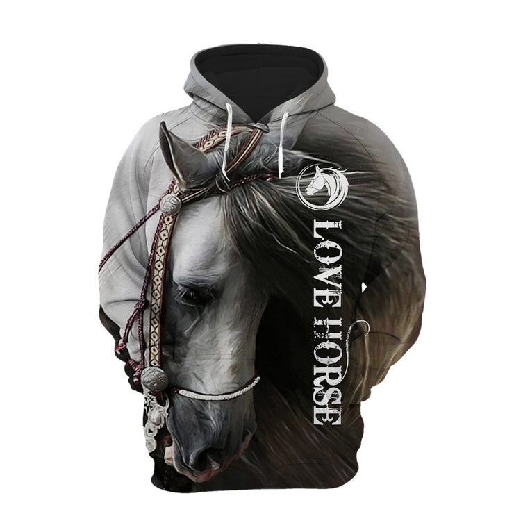 European And American Style Horse Series 3D Digital Printing Hooded Sweater