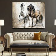 Retro Animal Horse Two Horses Canvas Painting