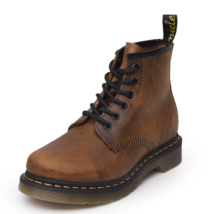 Coffee Crazy Horse Leather High Top Couple Lace Up Outdoor Boots