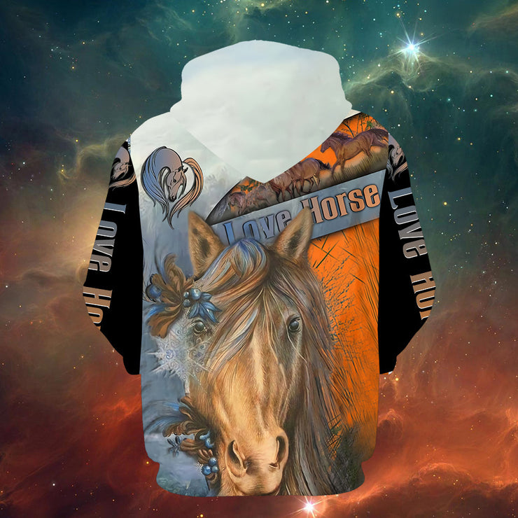 European And American Style Horse Series 3D Digital Printing Hooded Sweater