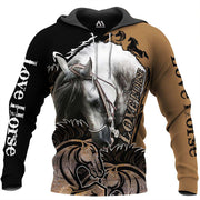 European And American Style Horse Series 3D Digital Printing Hooded Sweater